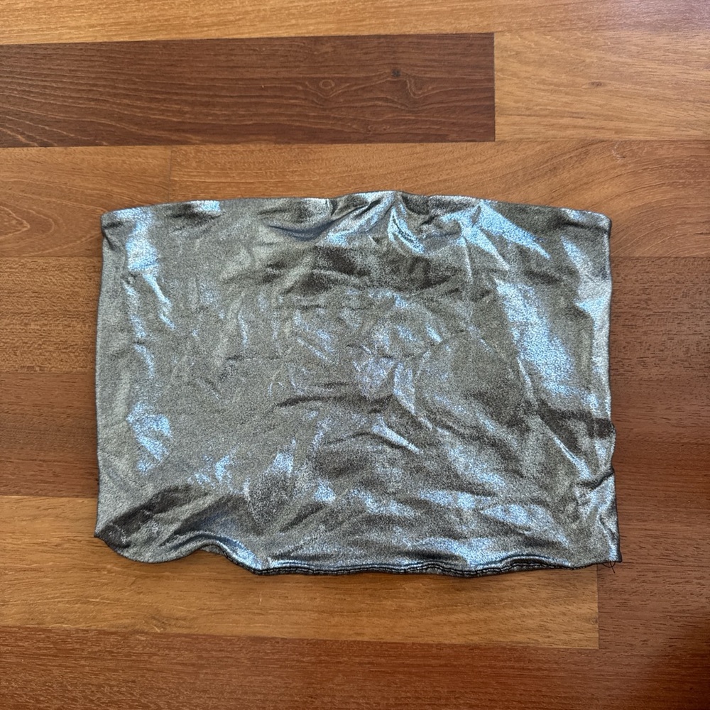 Stradivarius Silver Metallic Tube Top